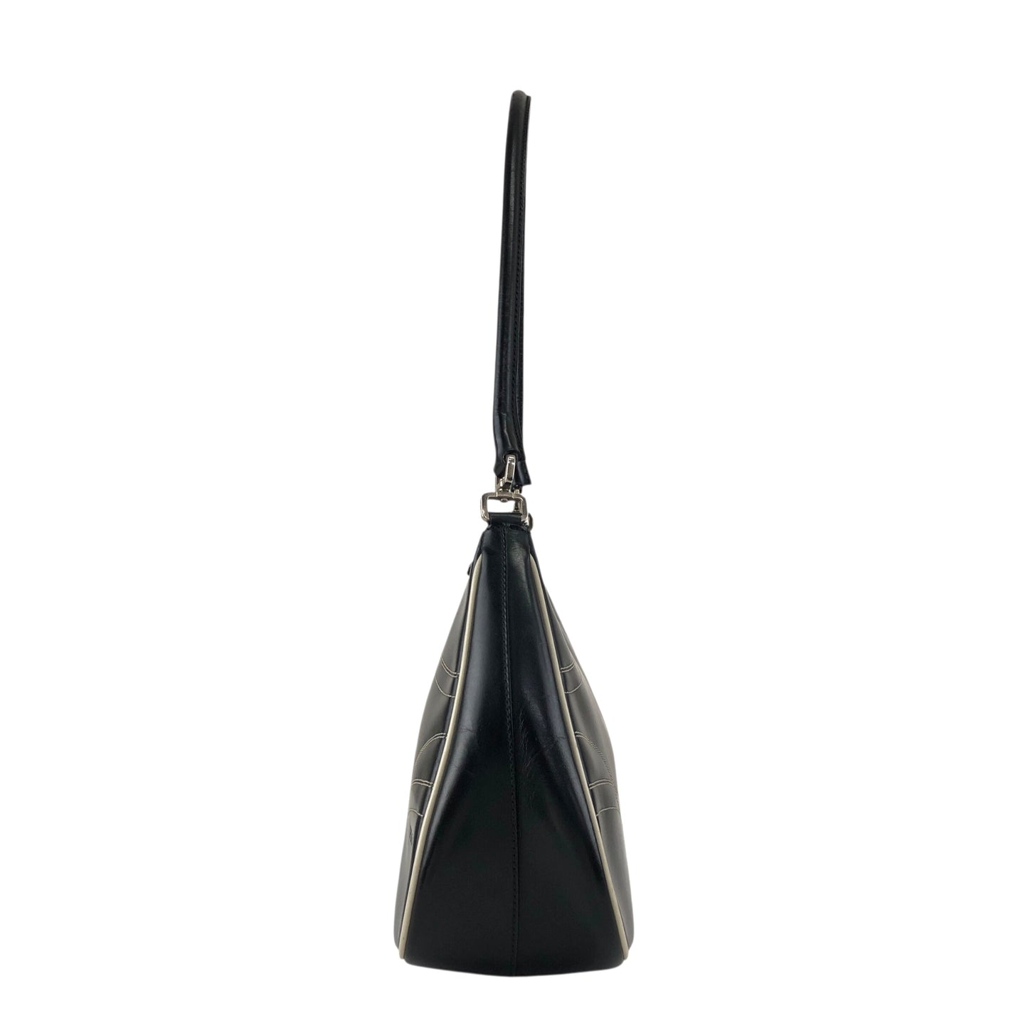 PRADA Stitch Shoulder bag Hobobag Black Vintage tfesrt