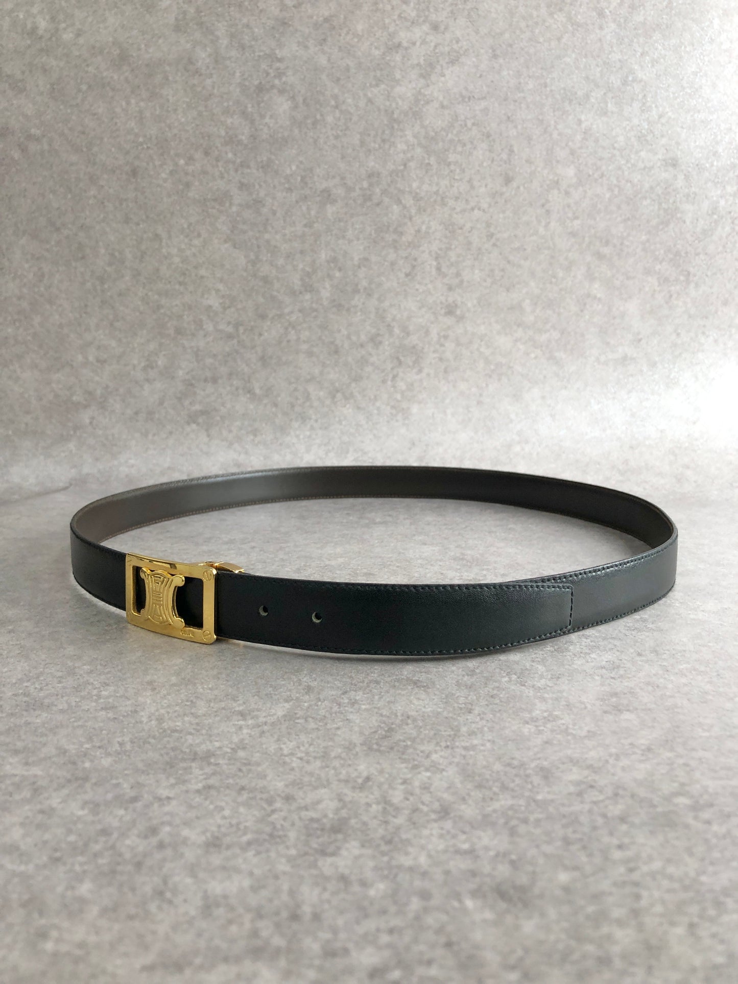 CELINE Triomphe Belt Brown×Black Vintage ppnd4r
