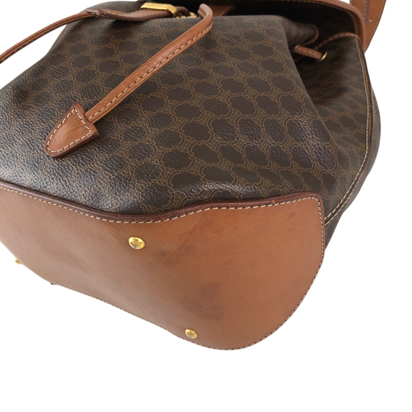 CELINE Macadam Front Buckle Backpack Brown Vintage 6yeab5