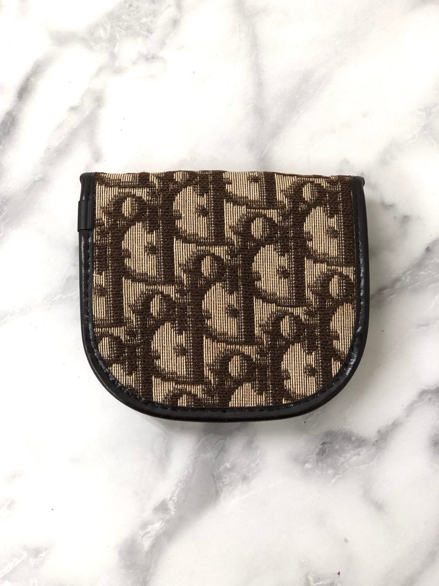 Christian Dior Trotter CD Logo 提花皮革零錢包 棕色 復古 e3hgif