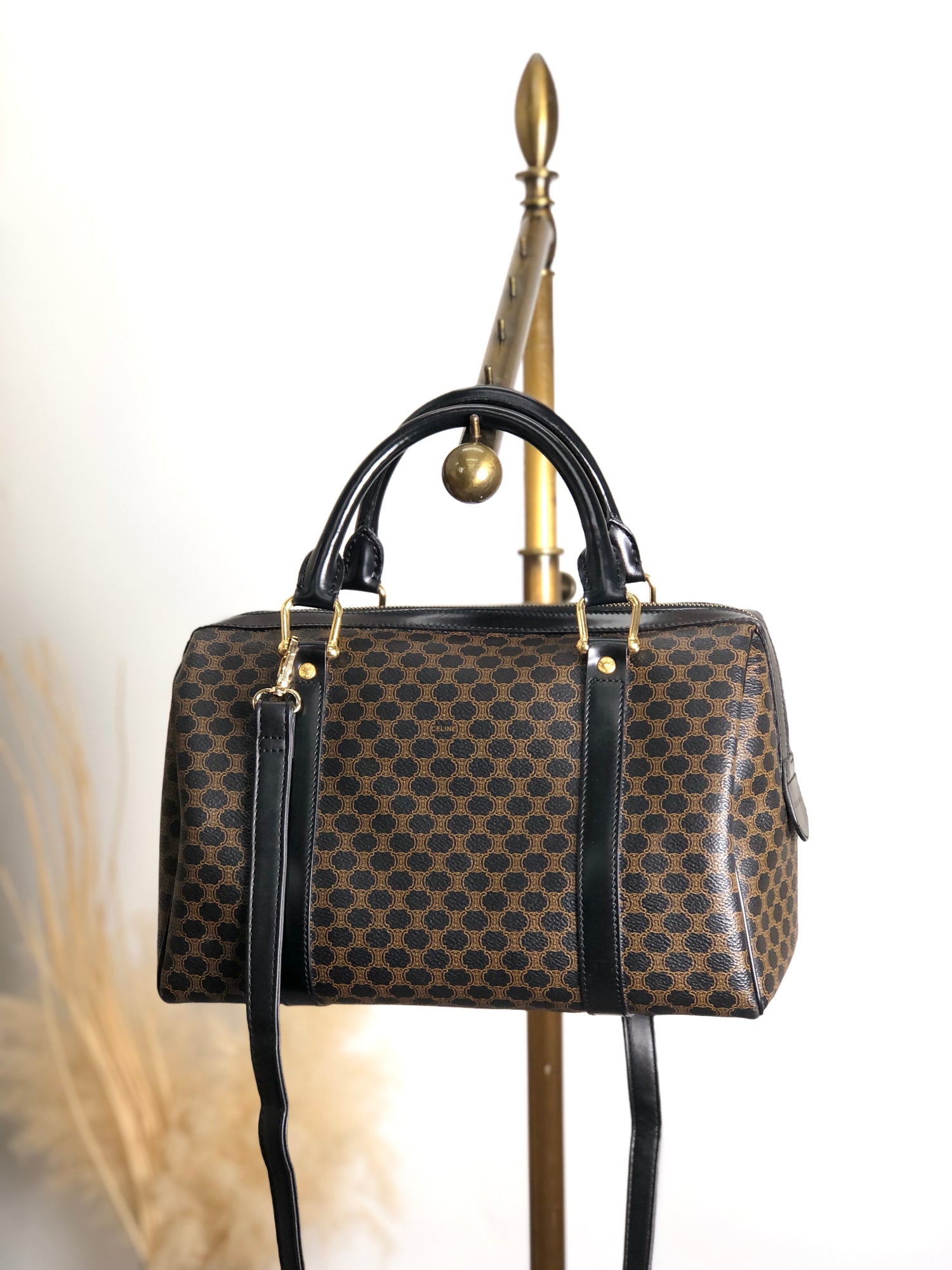 CELINE Macadam Two-way Small Boston bag Shoulder bag Black Vintage