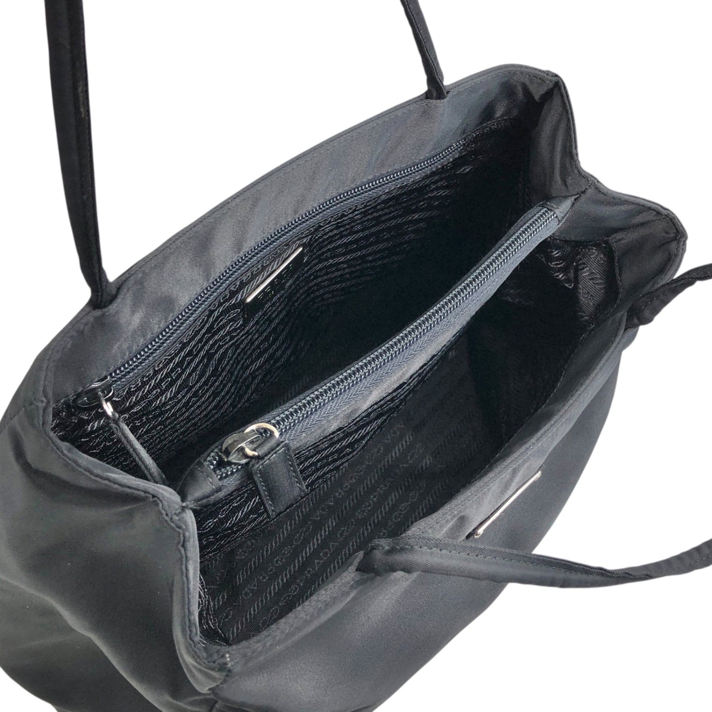 PRADA Triangle Logo Handbag Black Vintage kkmacr