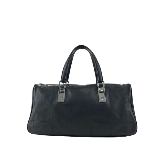 CHANEL Chocolate Bar Small Boston bag Handbag Black Vintage f3tje2