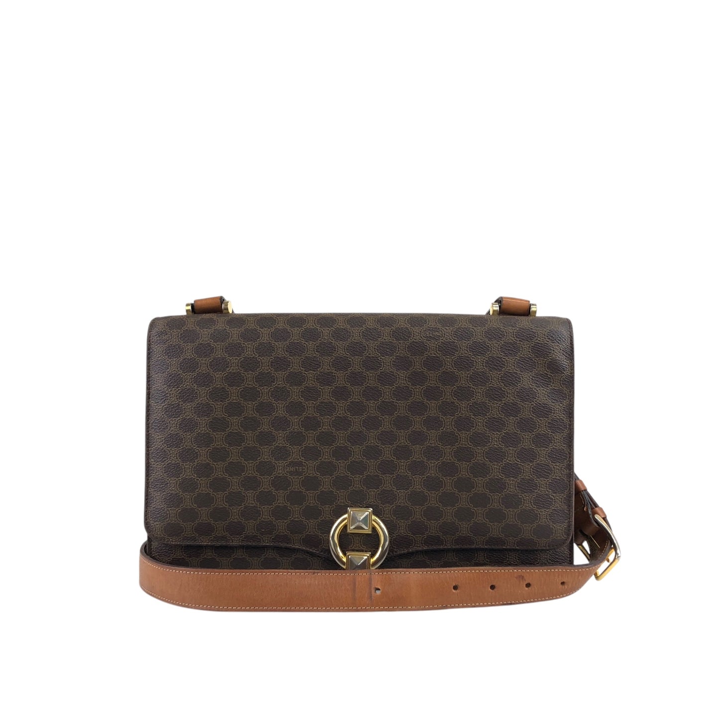 CELINE Macadam Flap Shoulder bag Brown Vintage wagmgy