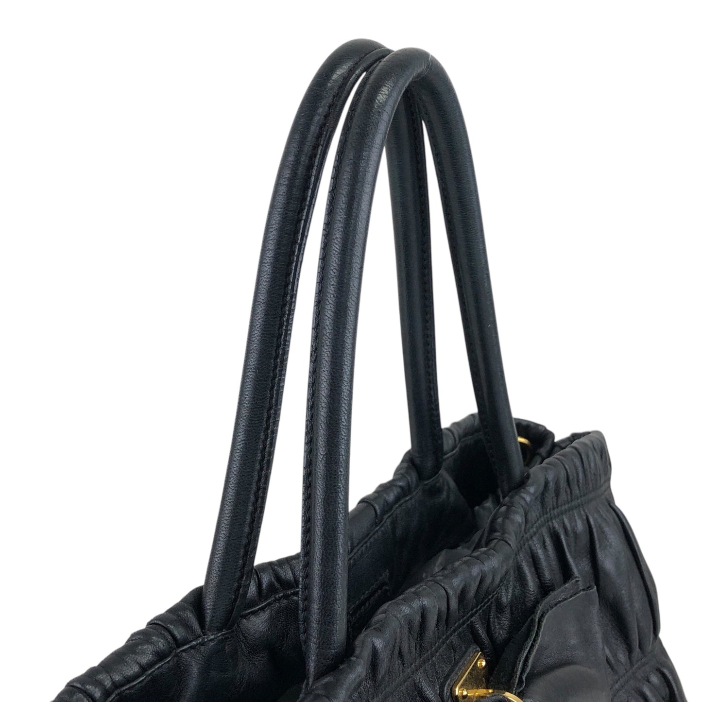 PRADA Ribbon Motif Two-way Handbag Shoulder bag Black Vintage hfsinw