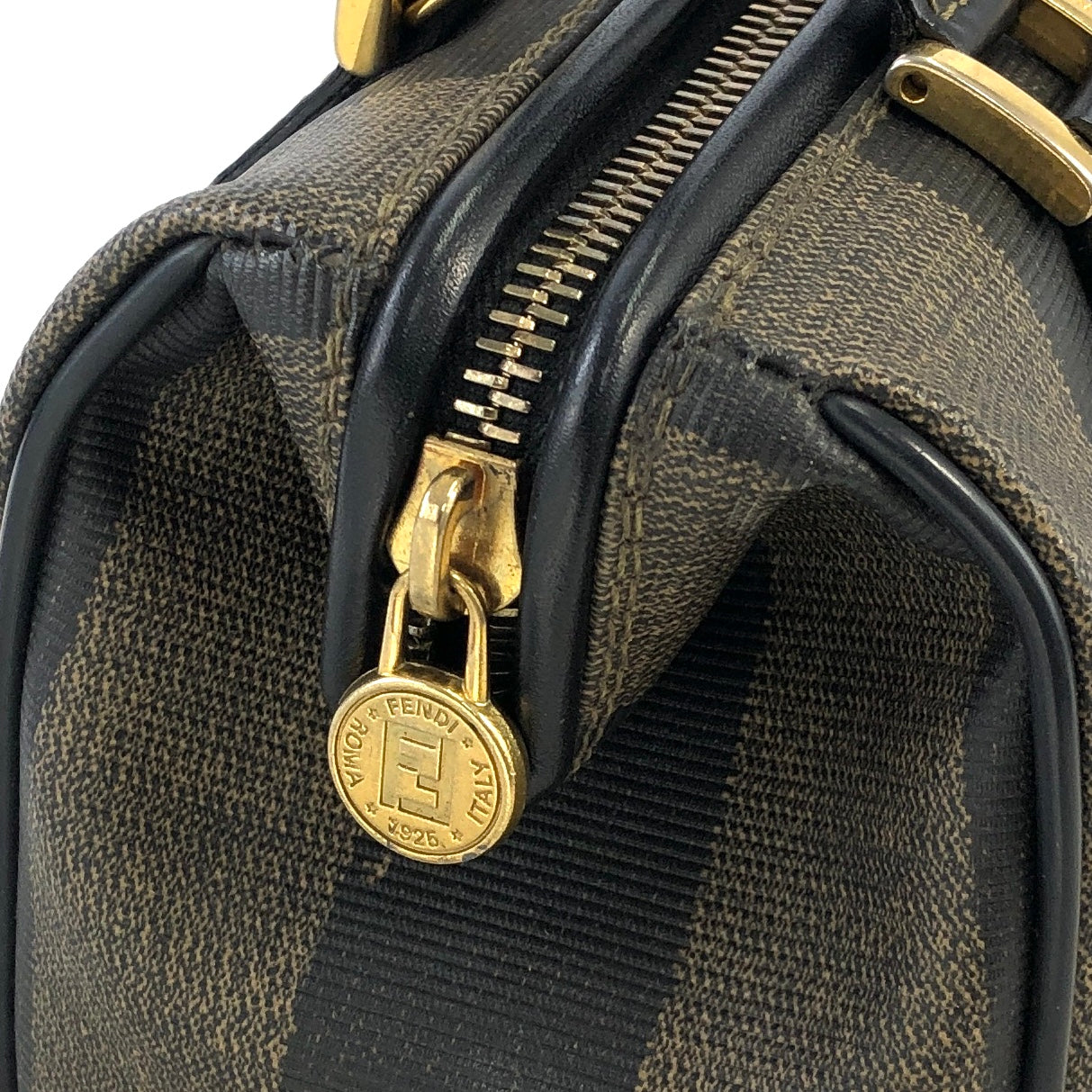 FENDI Zucca Logo Motif Two-way Handbag Shoulder bag Black Brown Vintage dmjg8y