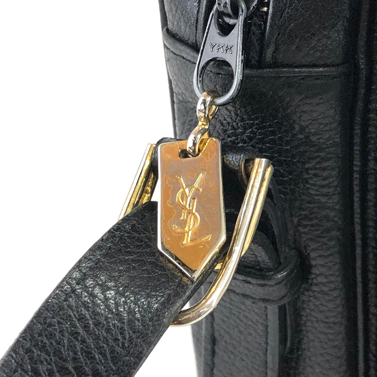 Yves Saint Laurent YSL Logo Shoulder bag Black Vintage 2c23th