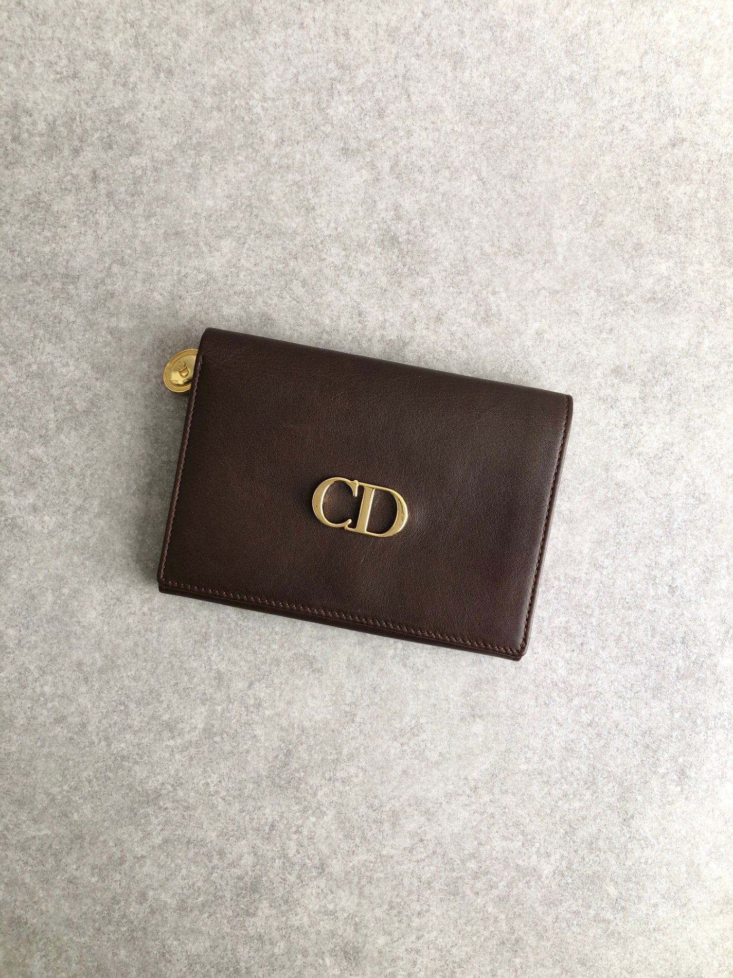 Christian Dior CD Logo Folded Wallet Brown Vintage 7ypju8