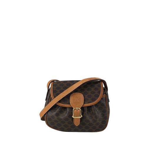 CELINE Macadam Front Buckle Shoulder bag Brown Vintage vryvsx