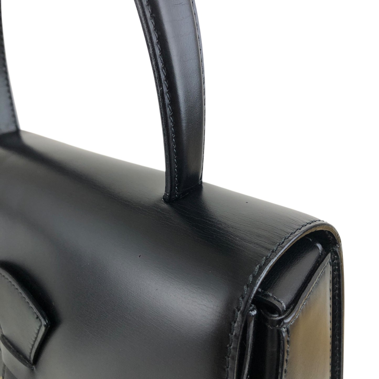 CELINE Horse Bit Top Handle Handbag Black Vintage zbgk75