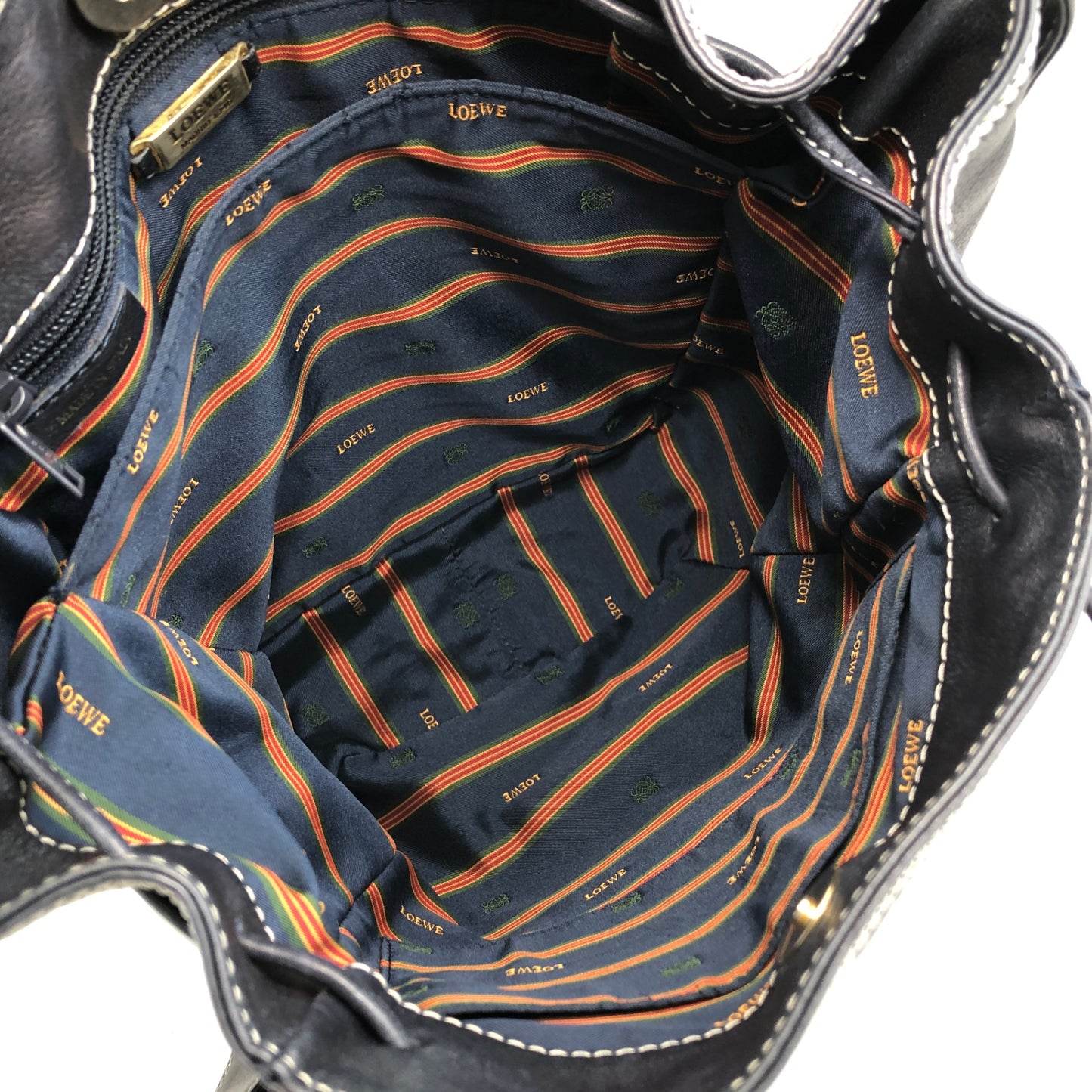 LOEWE Anagram Drawstring Shoulder bag Navy Vintage 3vjxri