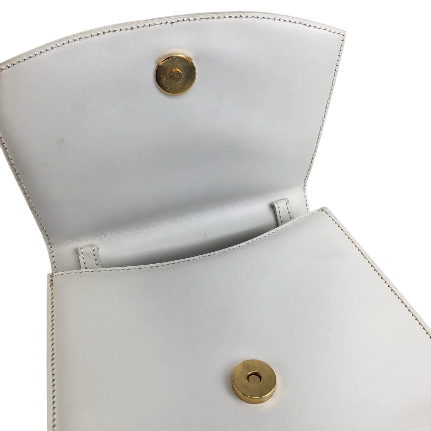 CELINE Triomphe Top Handle Handbag White Vintage 33tdem