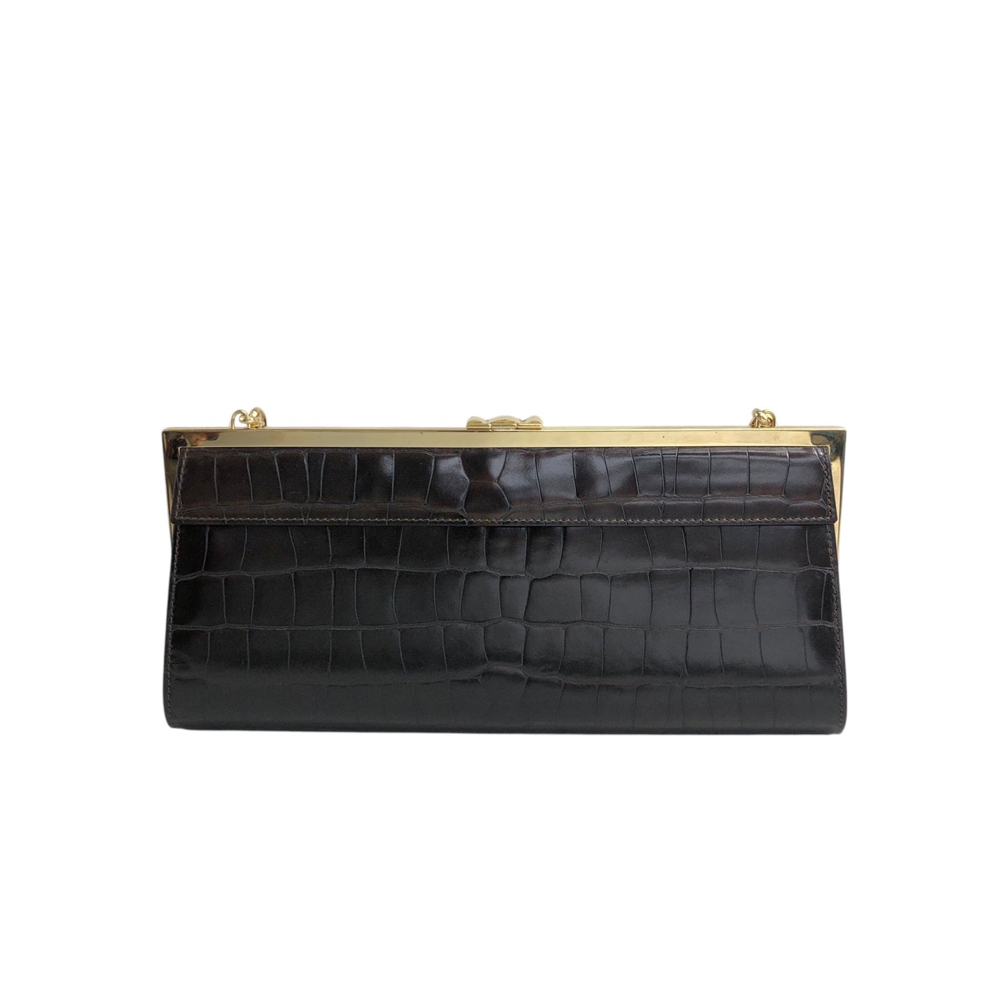 CELINE Triomphe Chain Shoulder bag Brown Vintage tedt2b