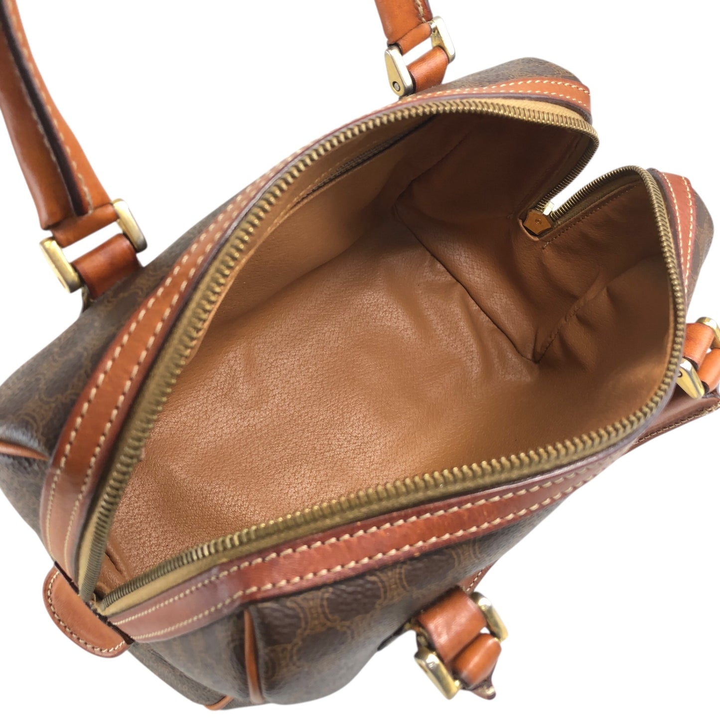 CELINE Macadam Blason Two-way Small Boston bag Shoulder bag Brown Vintage raubfw