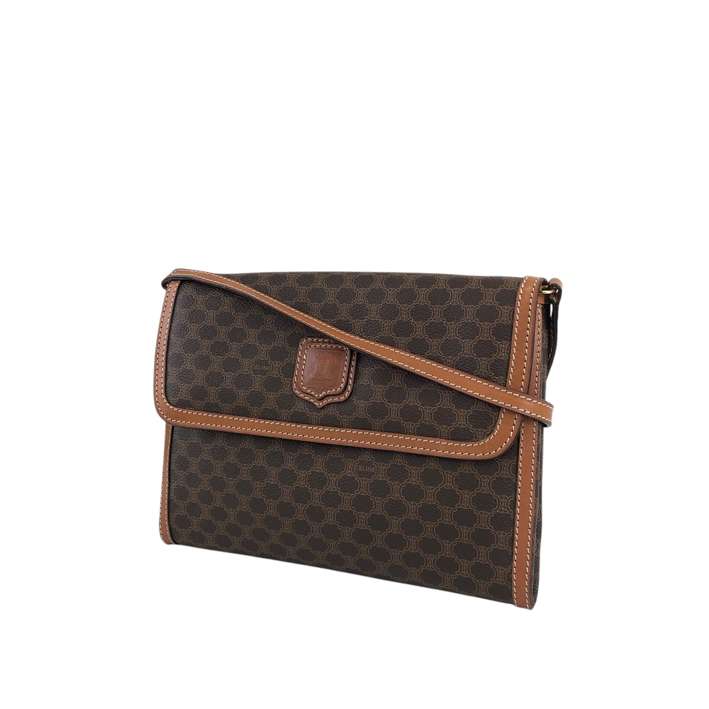 CELINE Macadam Blason Shoulder bag Brown Vintage 2c4duy