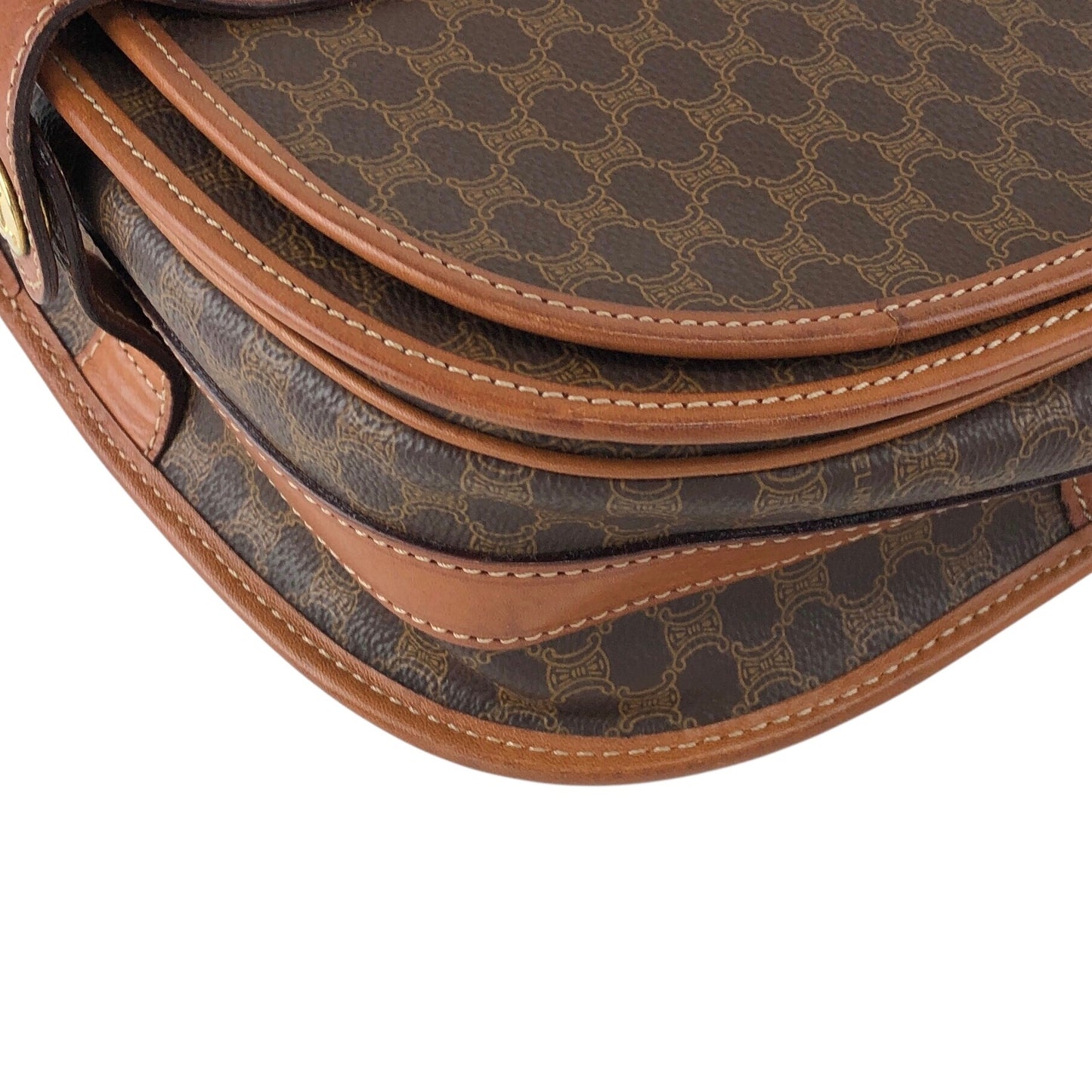 CELINE Macadam Blason Flap Shoulder bag Brown Vintage 2gysan