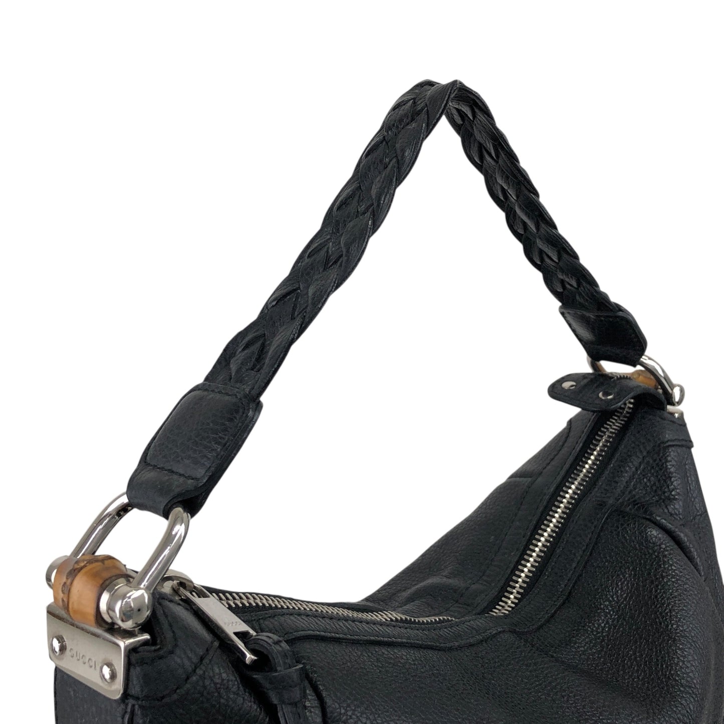 GUCCI Bamboo Shoulder bag Black Vintage a4vpvh