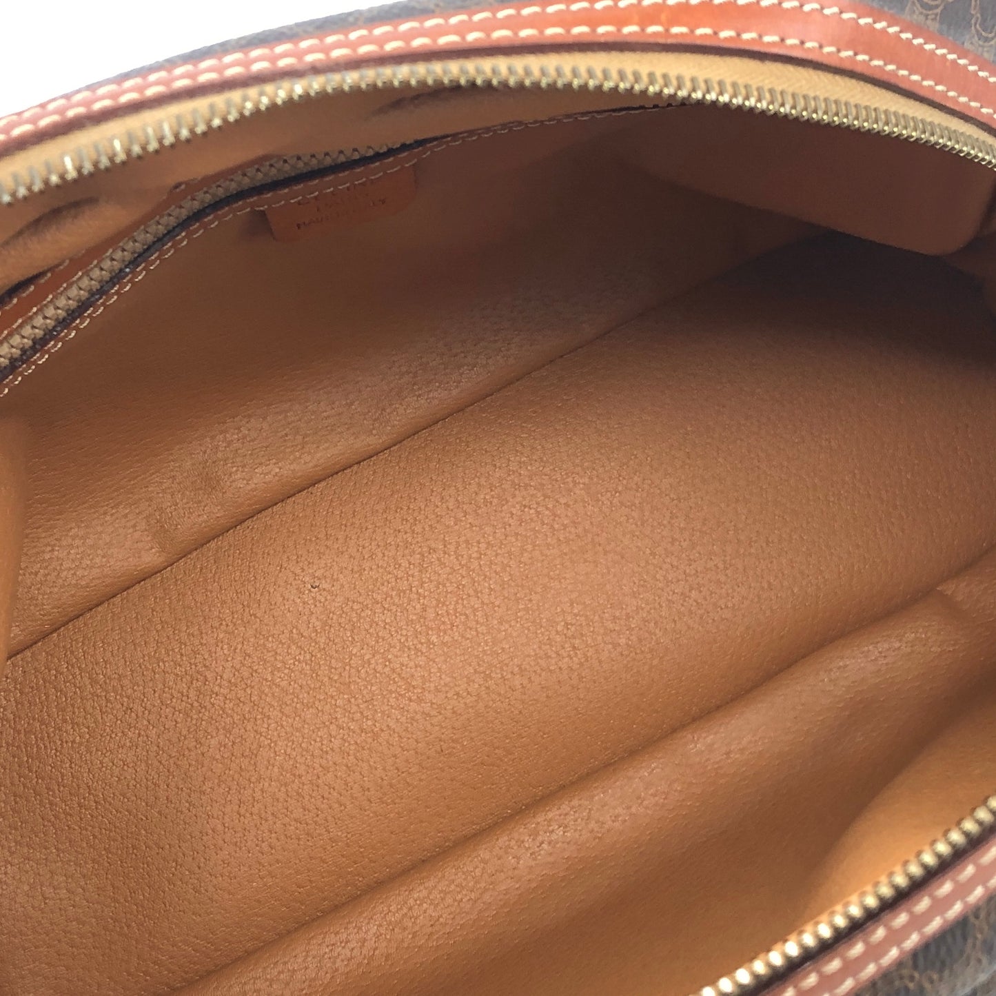 CELINE Macadam Blason Half Round Handbag Brown Vintage kdbz26