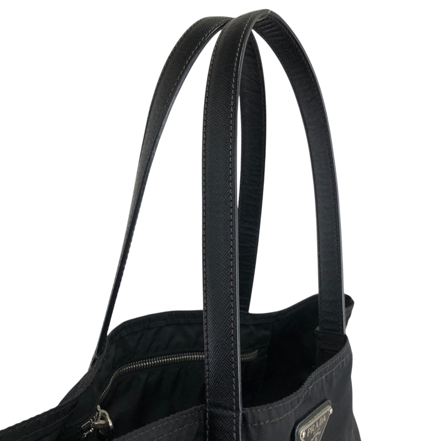 PRADA Triangle Logo Totebag Shoulder bag Black Vintage i2pusx
