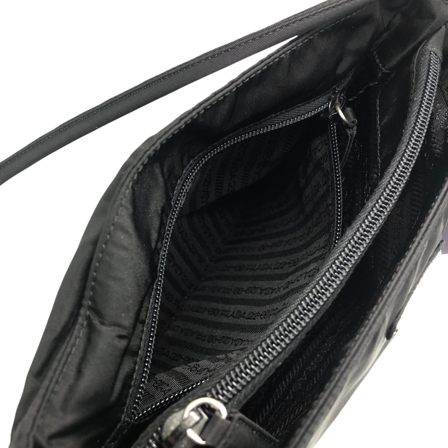 PRADA Triangle Logo Handbag Black Vintage sfzwud