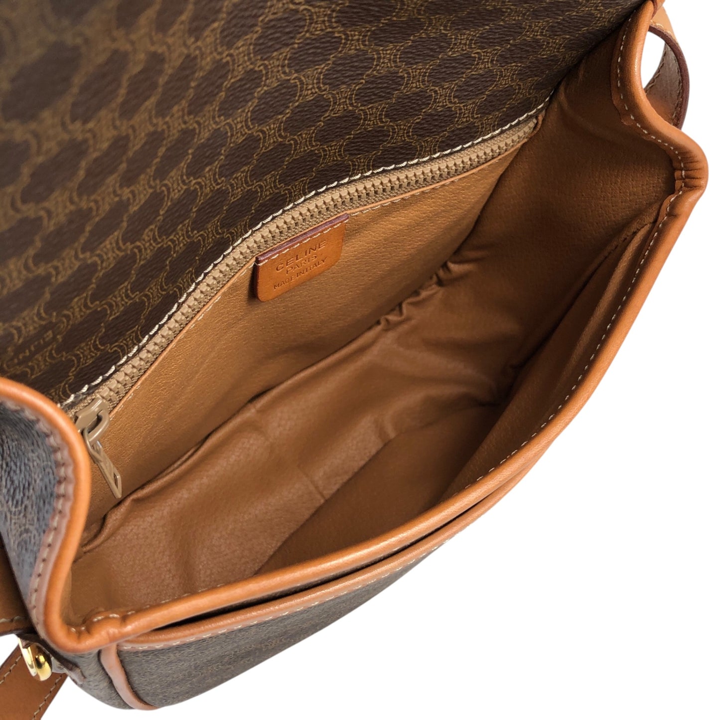 CELINE Macadam Front Buckle Shoulder bag Brown Vintage h4fac7