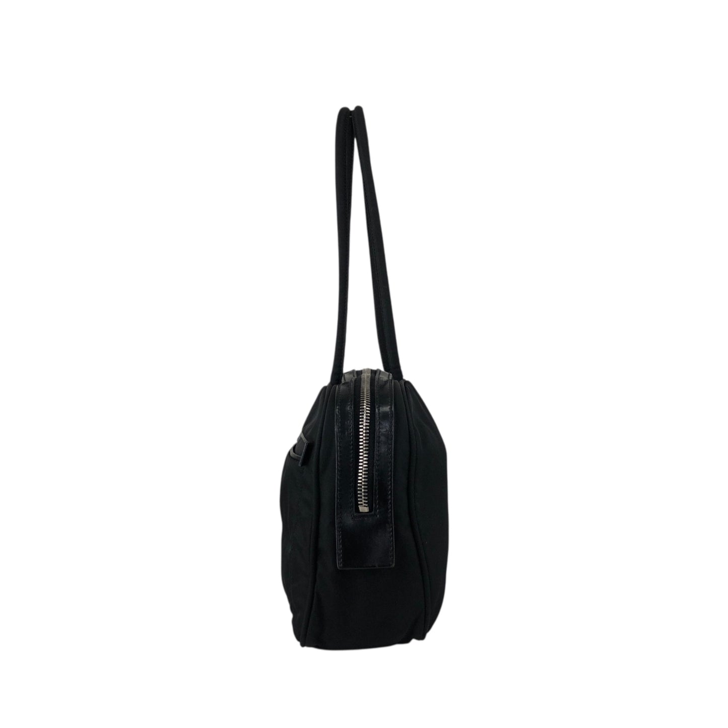 PRADA Tessuto Triangle Logo Front Pocket Small Boston bag Handbag Black Vintage gips8j