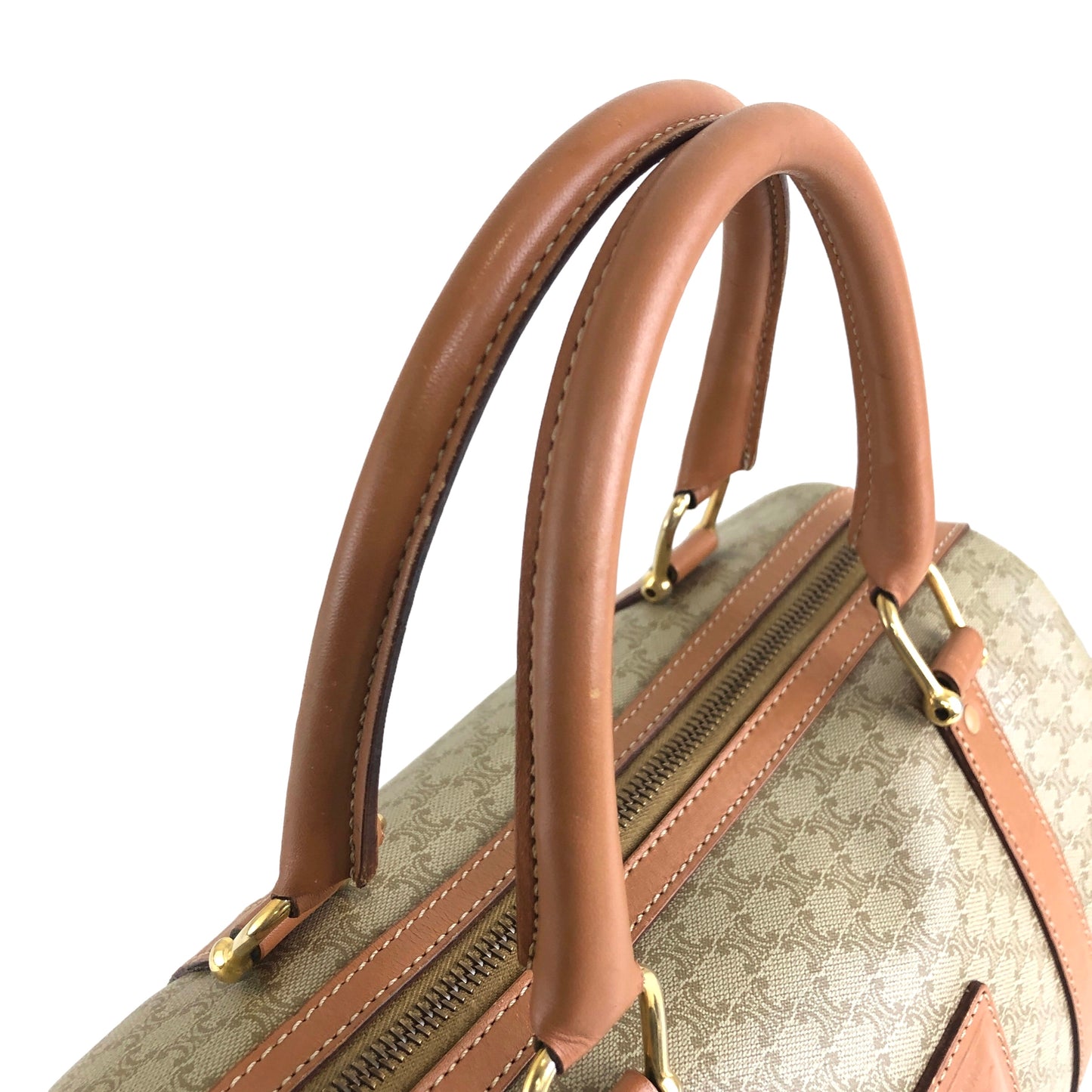 CELINE Macadam Blason Handbag Boston bag Beige Vintage 5s6c26