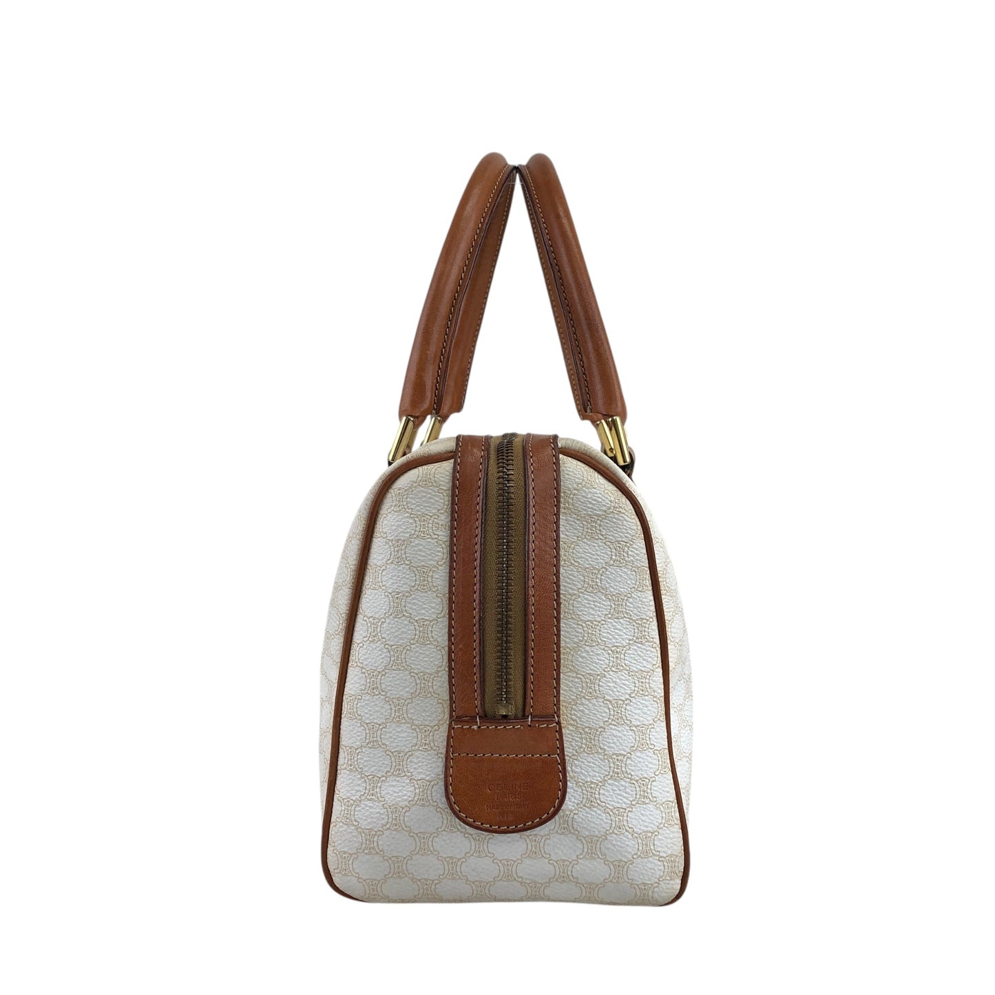 CELINE Macadam Blason Handbag Boston bag White Vintage ph8fuj