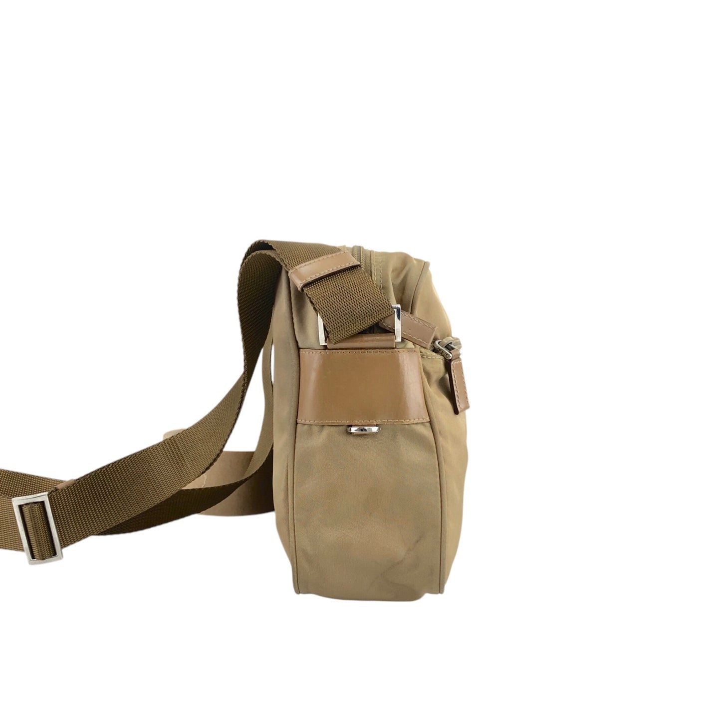 PRADA Triangle Logo Shoulder bag Beige Vintage we3m7k