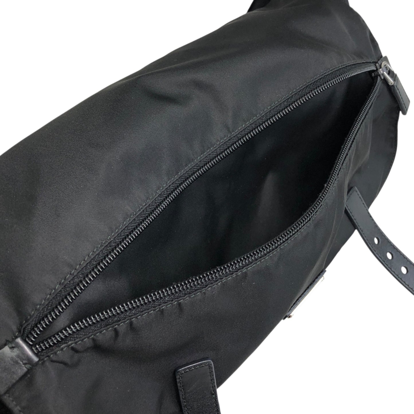 PRADA Triangle Logo Shoulder bag Black Vintage hyx77k