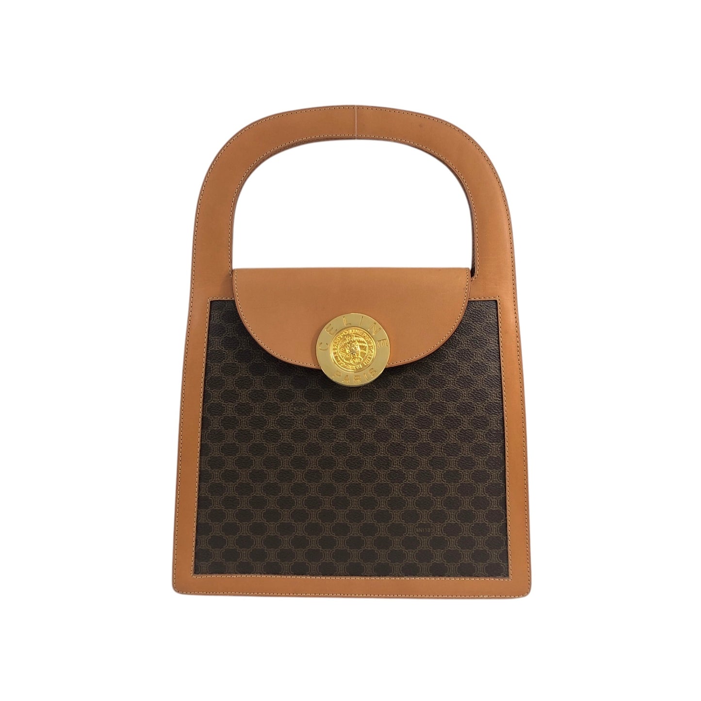 CELINE Macadam Medal Motif Handbag Brown Vintage gkav3f