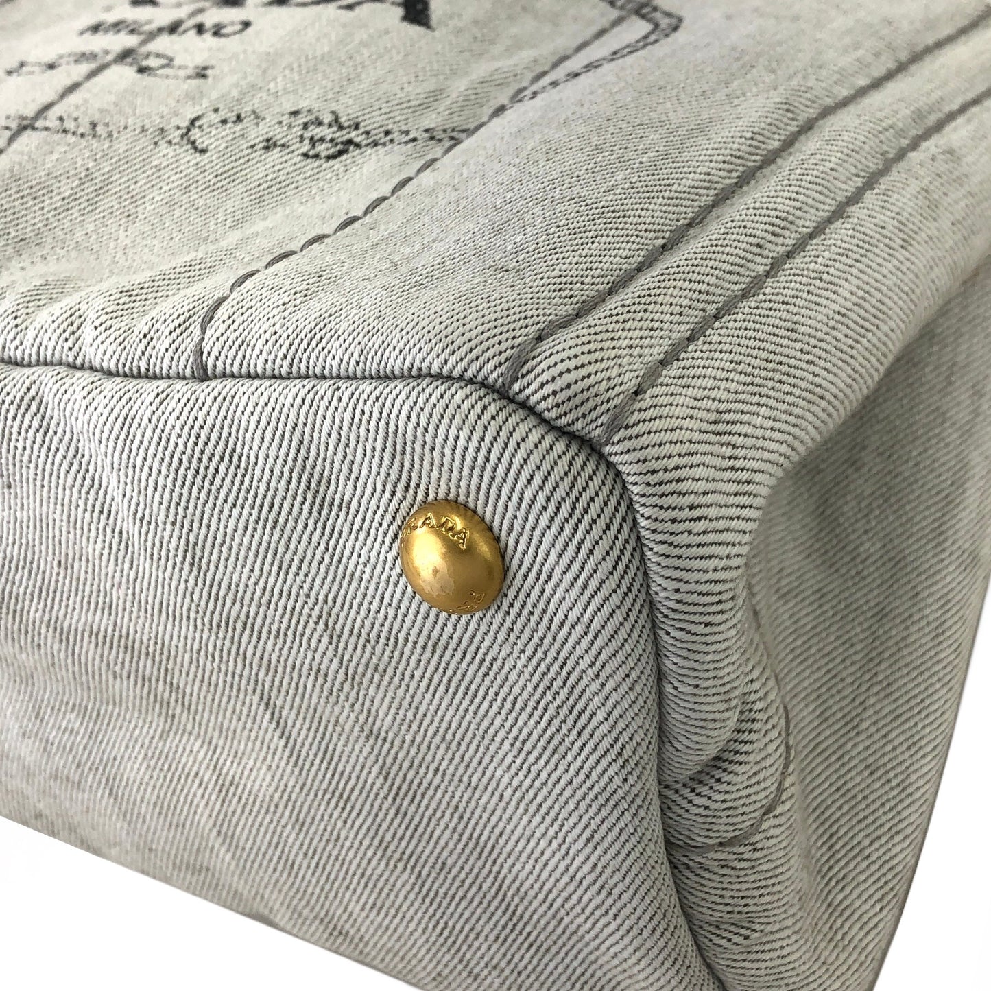 PRADA Canapa Canvas Totebag Shoulder bag Light Gray Vintage h4aifs