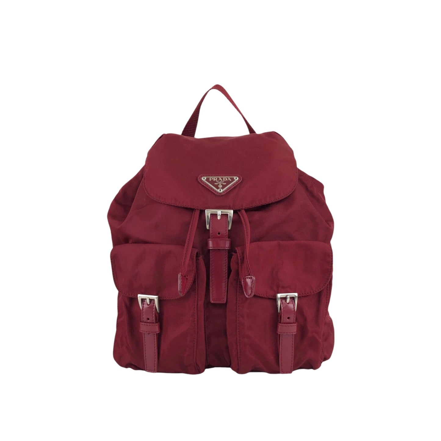 PRADA Triangle Logo Double Pocket Backpack Red Vintage 8jxw7p