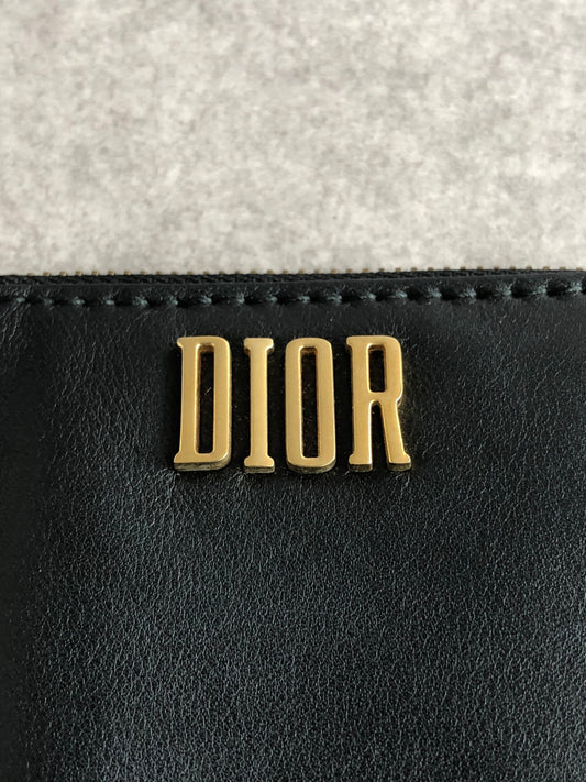 Christian Dior Logo Folded Wallet Black Vintage yutziu