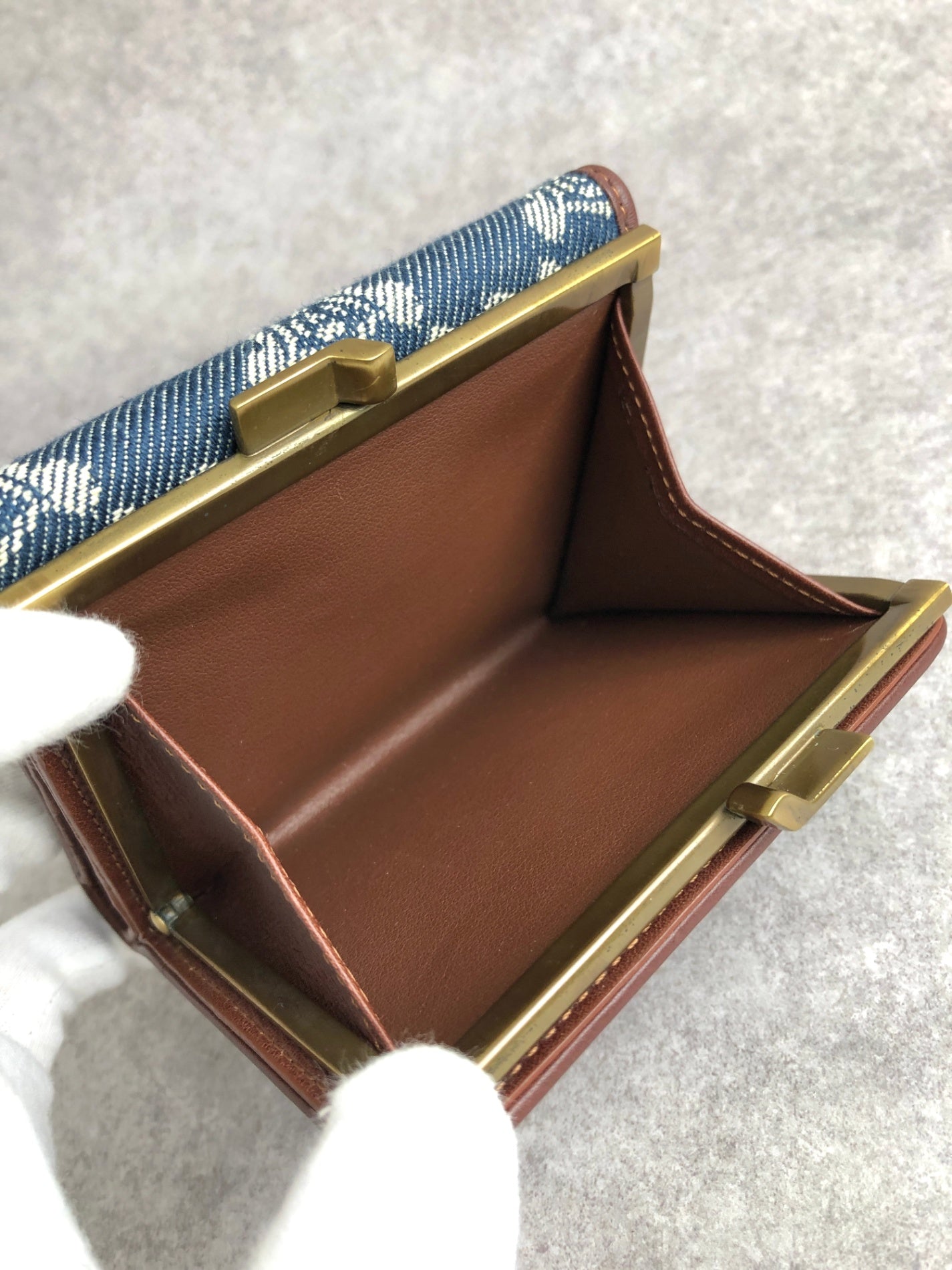 CELINE Paris Macadam Logo Trifold Wallet Indigo Vintage ddcaau