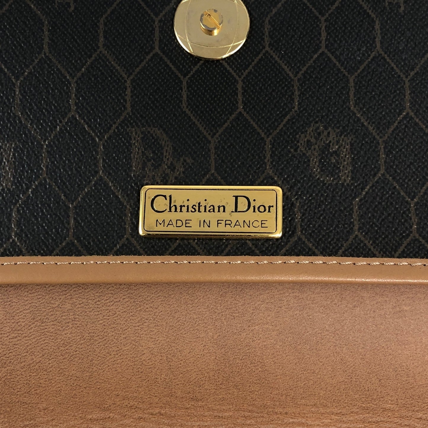Christian Dior Honeycomb Pattern Logo Shoulder bag Black Vintage 4amtif
