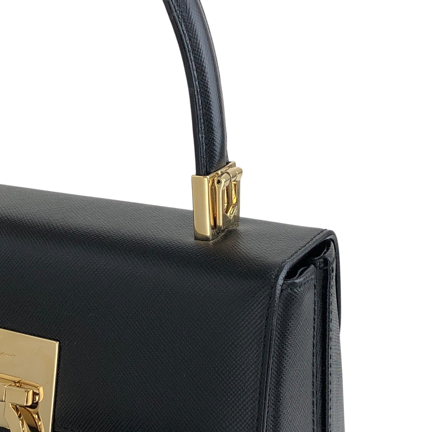 Salvatore Ferragamo Gancini Two-way Handbag Shoulder bag Black Vintage zaxbv3