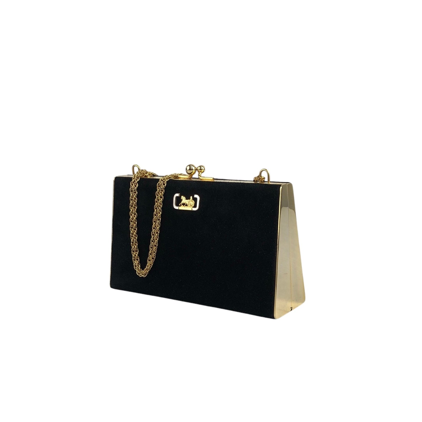CELINE Horse Carriage Chain Shoulder bag Hobobag Black Vintage a875h8