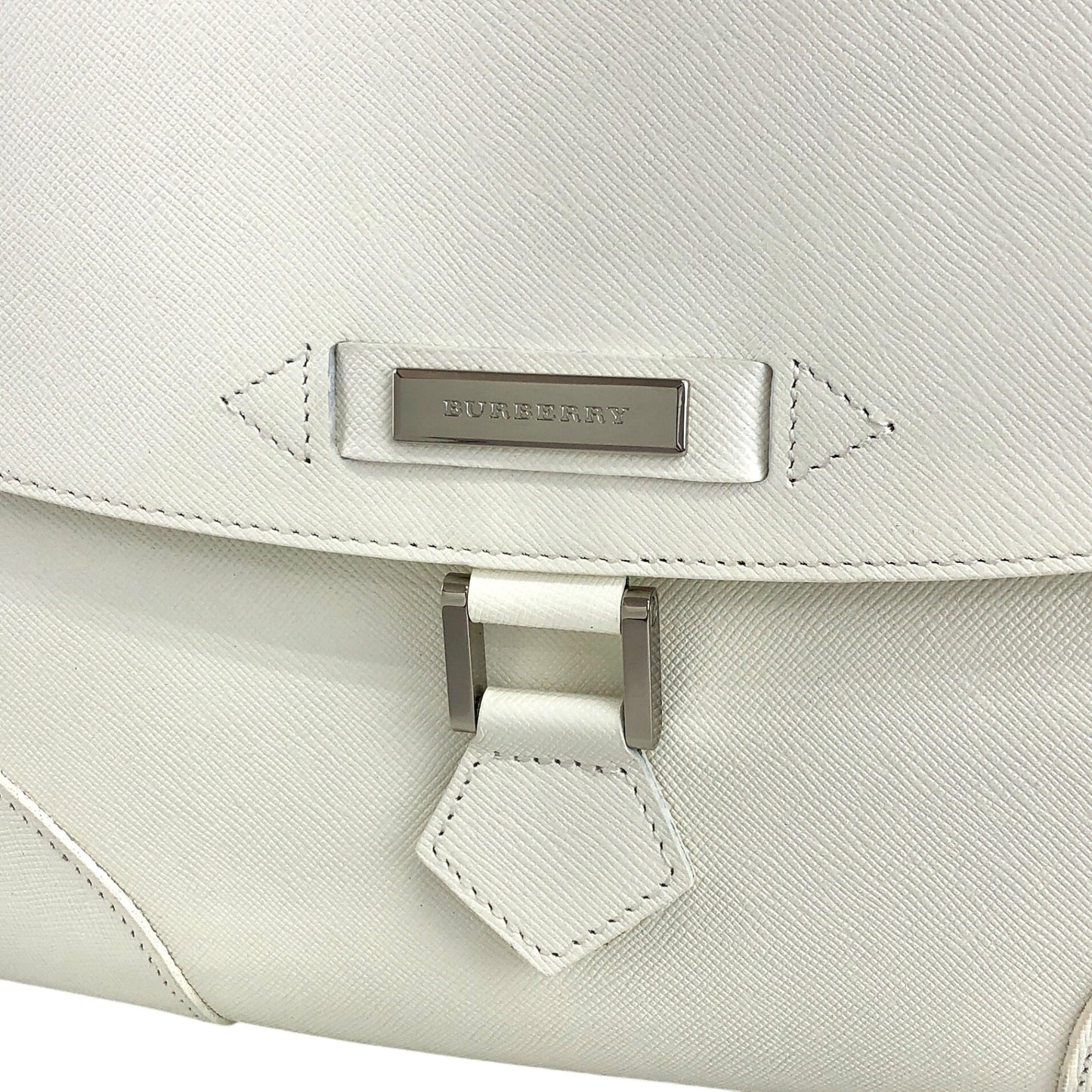 BURBERRY Logo Shoulder bag White Vintage p83cj4