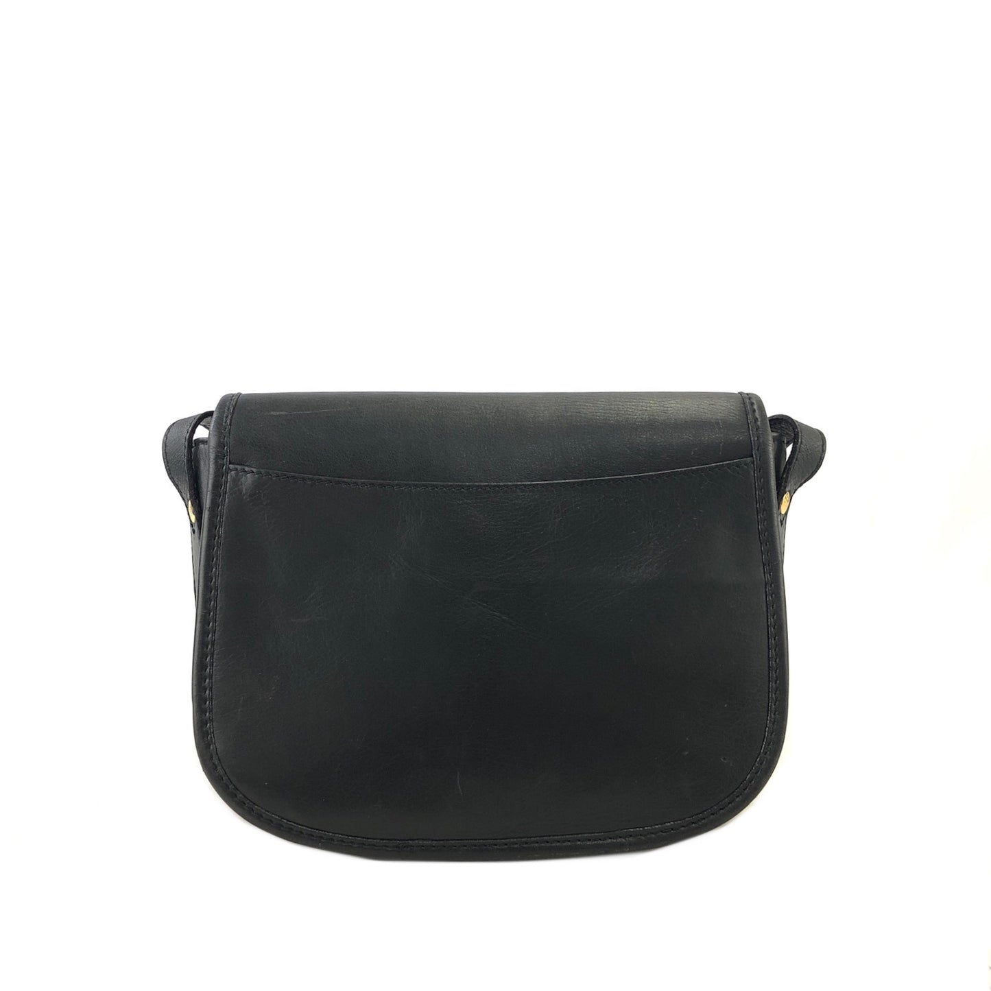 CELINE Gancini Flap Leather Shoulder bag Black Vintage 8na8ex
