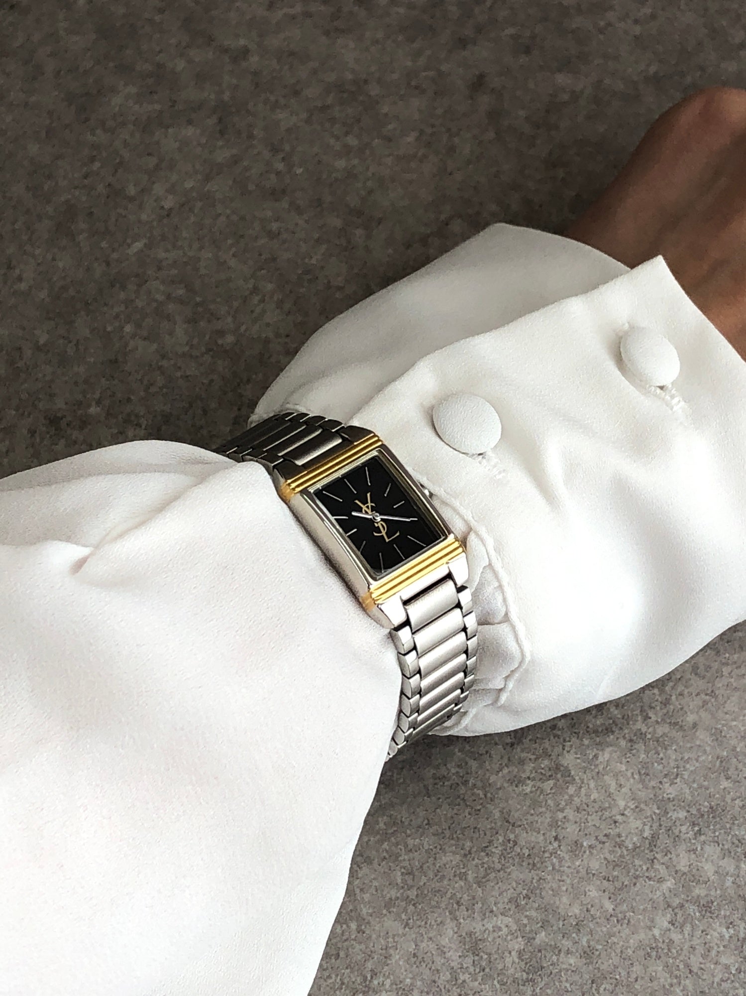 Yves Saint Laurent YSL Logo Quartz Watch Silver 5421-H04732Y