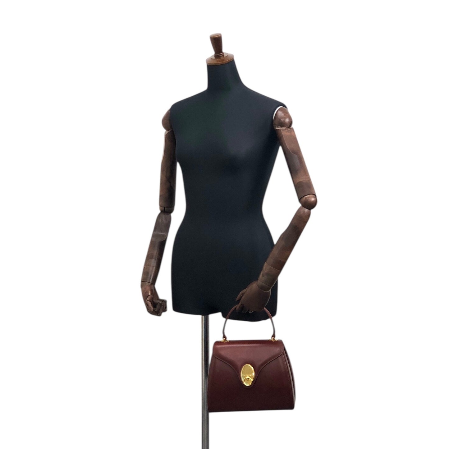 GIVENCHY Gancini Top Handle Handbag Brown Vintage rguu25