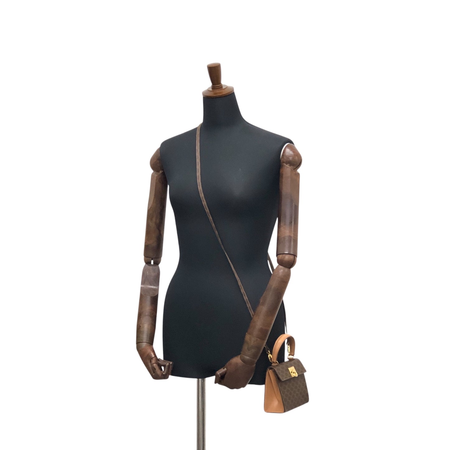 CELINE Macadam Gancini Two-way Handbag Shoulder bag Brown Vintage sasmug