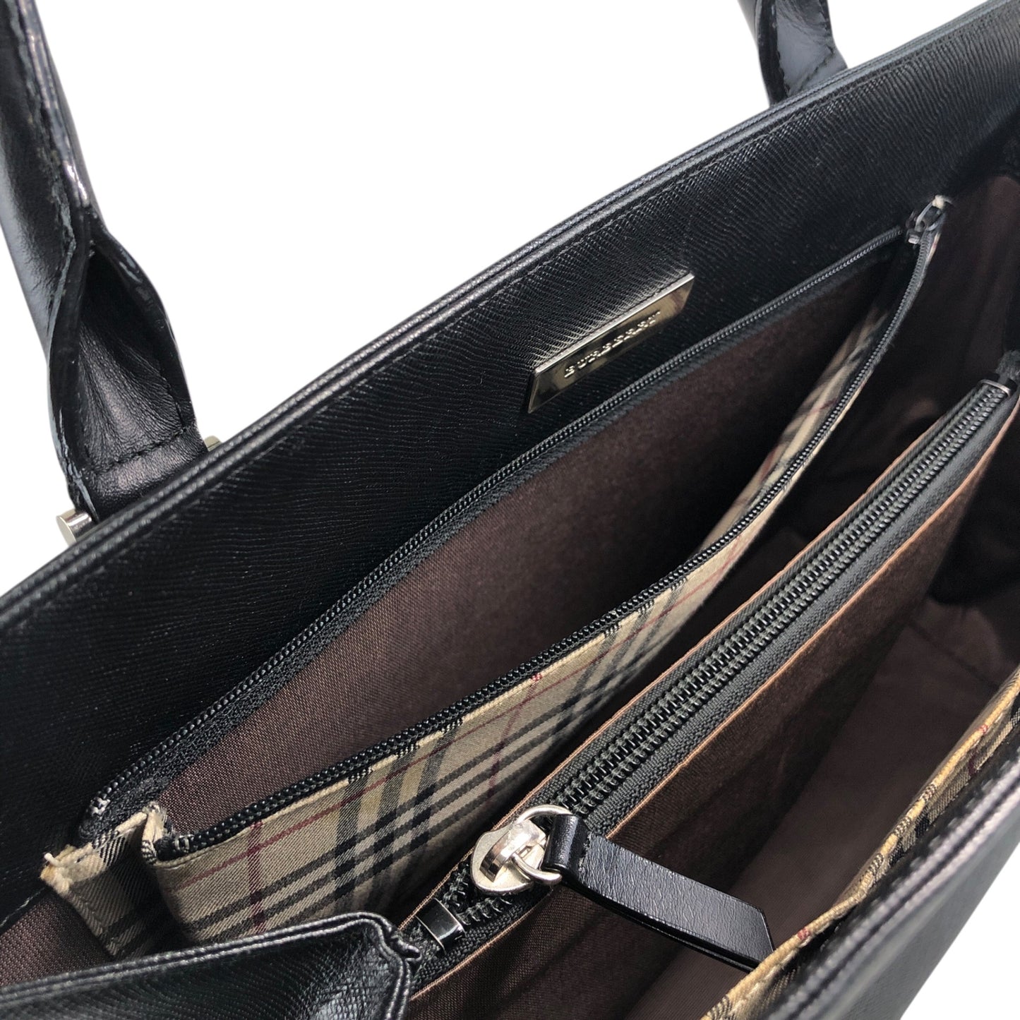 BURBERRY Logo Handbag Black Vintage jieesi