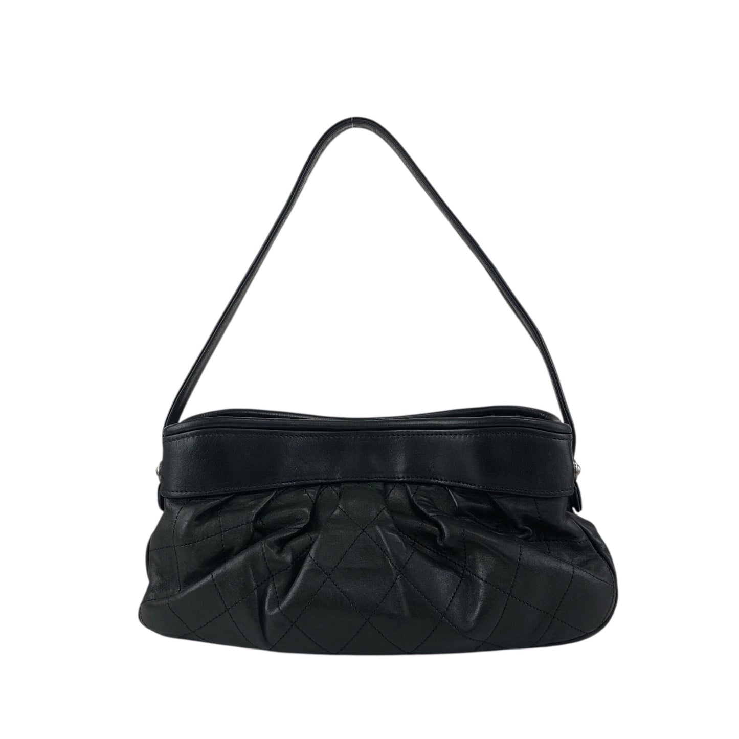 CHANEL Matelasse Logo Shoulder bag Black Vintage mwt523