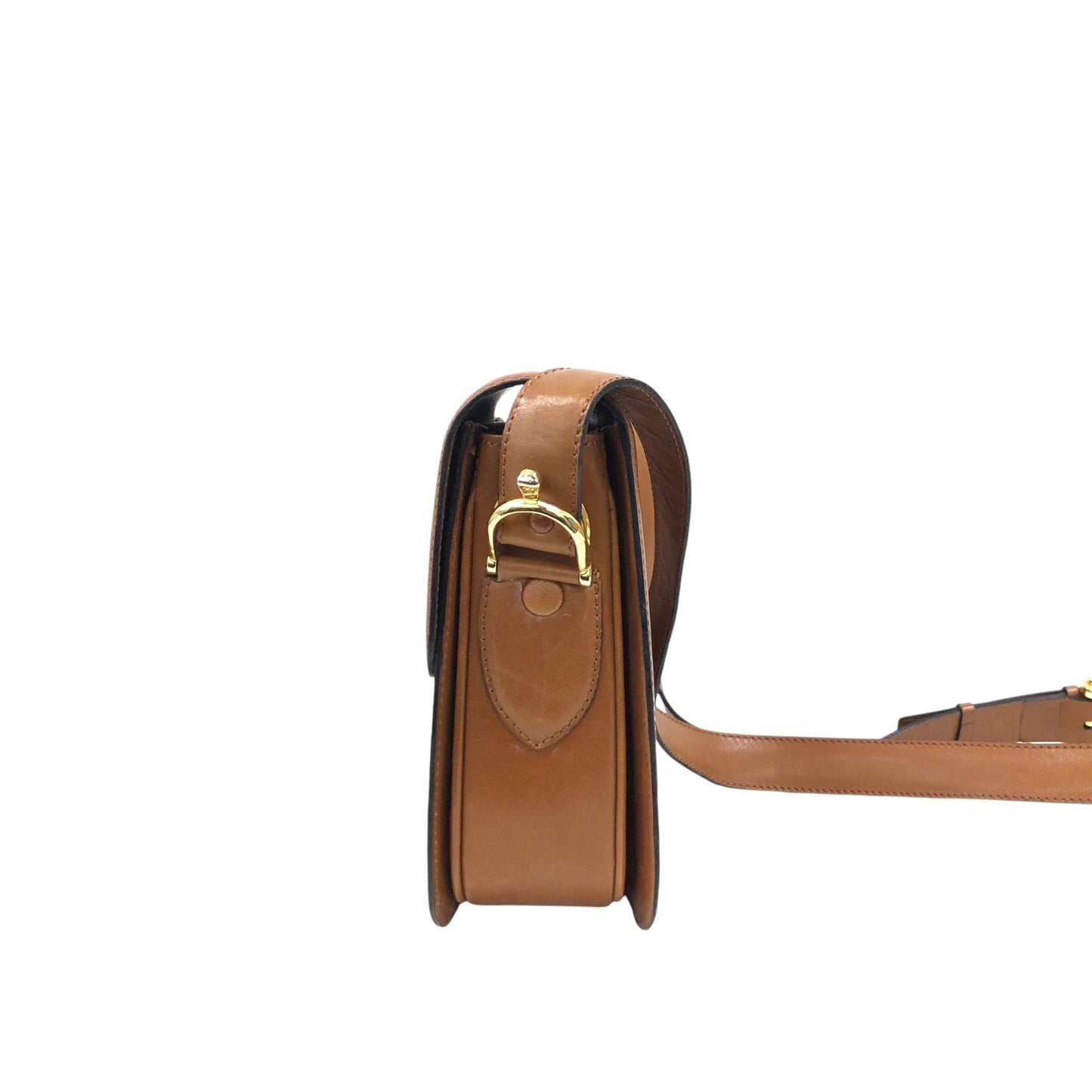 CELINE Emblem Motif Shoulder bag Camel Vintage 4zs7bs