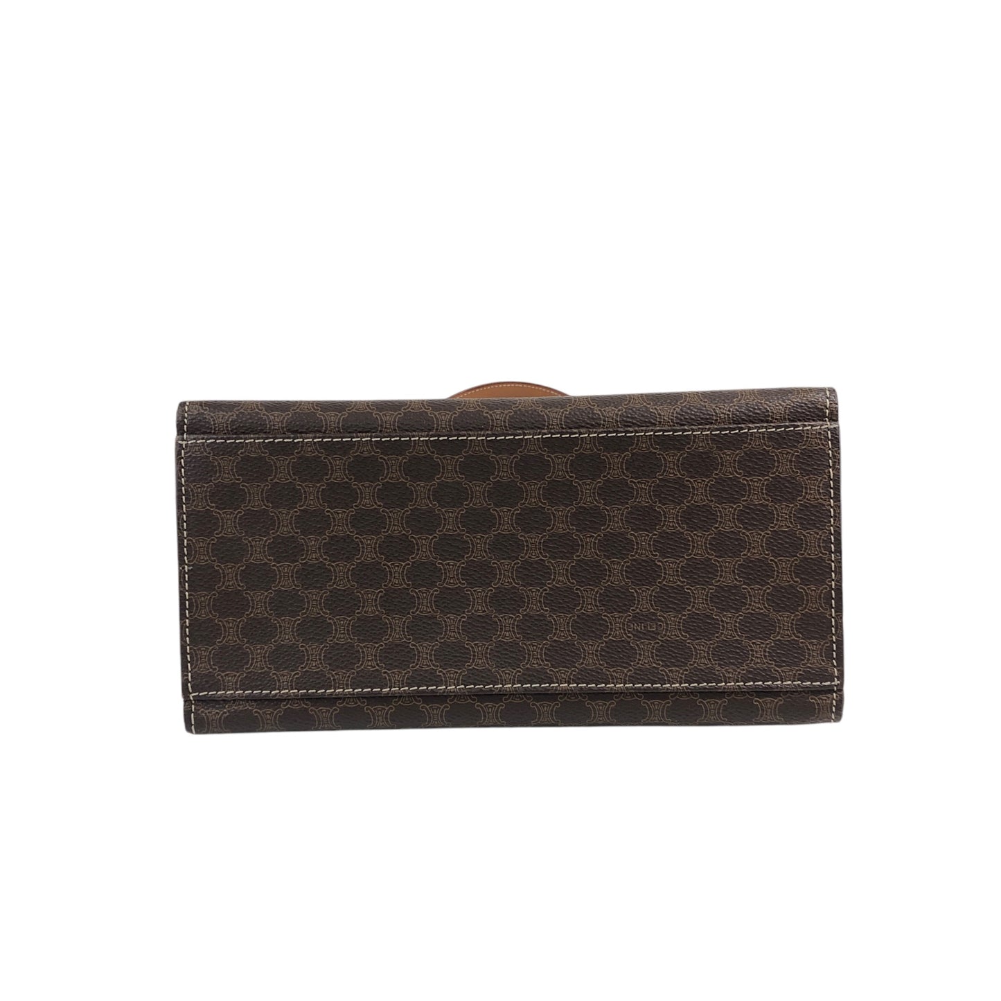 CELINE Macadam Logo Embossed Handbag Brown Vintage iu4iax