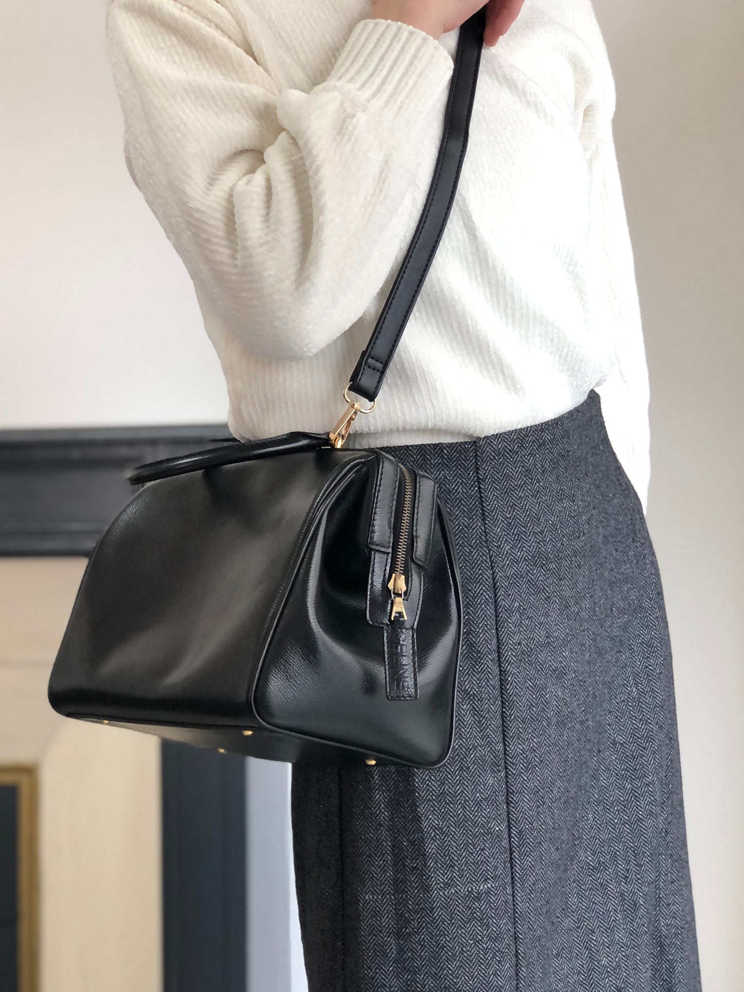 CELINE Two-way Small Boston bag Shoulder bag Black Vintage mh45yy