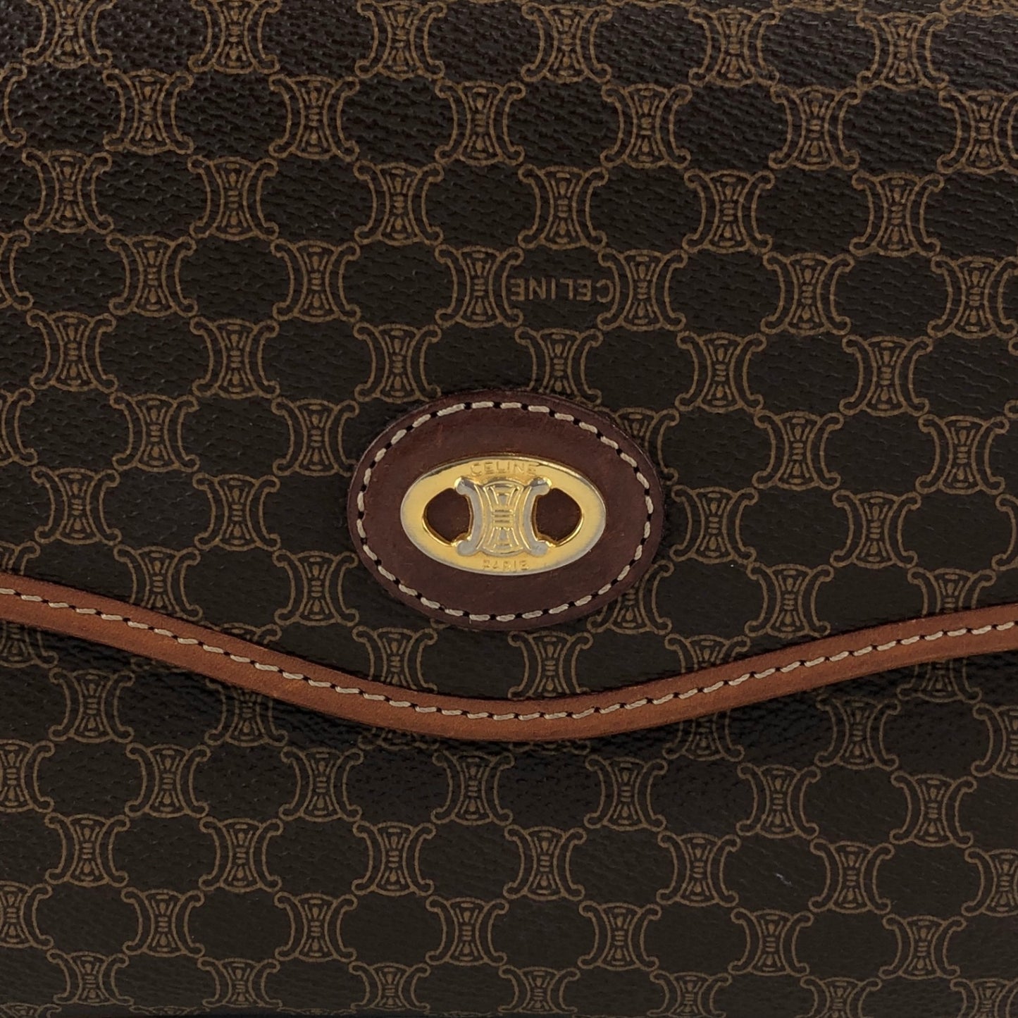 CELINE Macadam Blason Shoulder bag Brown Vintage 2mumnz
