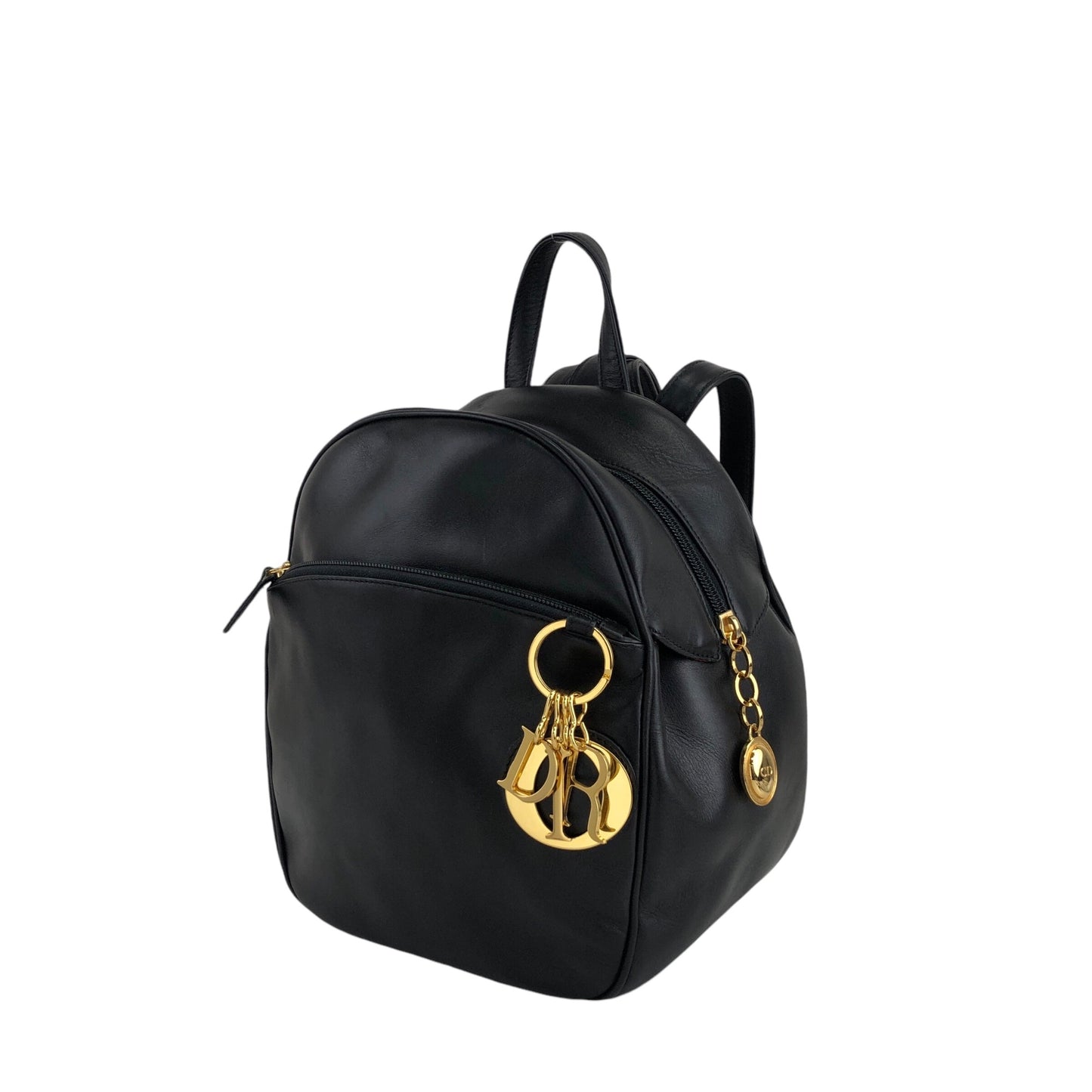 Christian Dior Logo Charm Backpack Black Vintage bbazr2